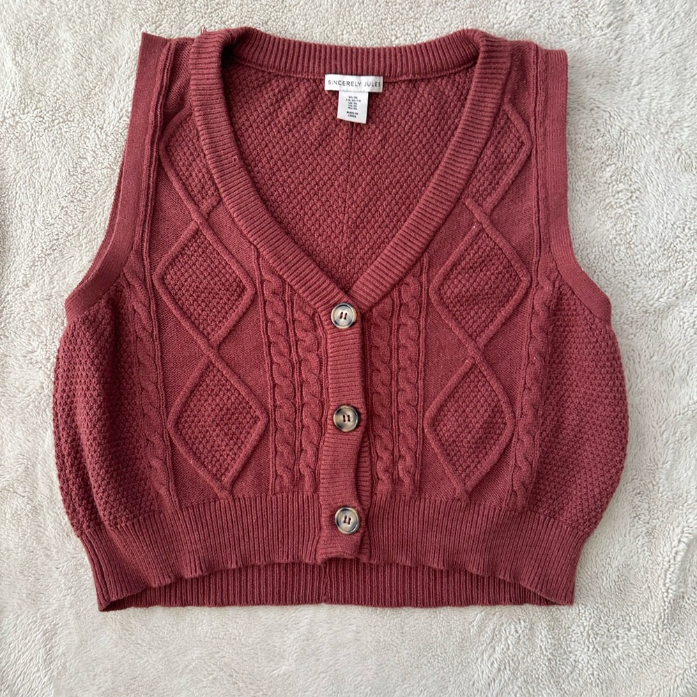 Sincerely Jules Burgundy Knit Sweater Vest